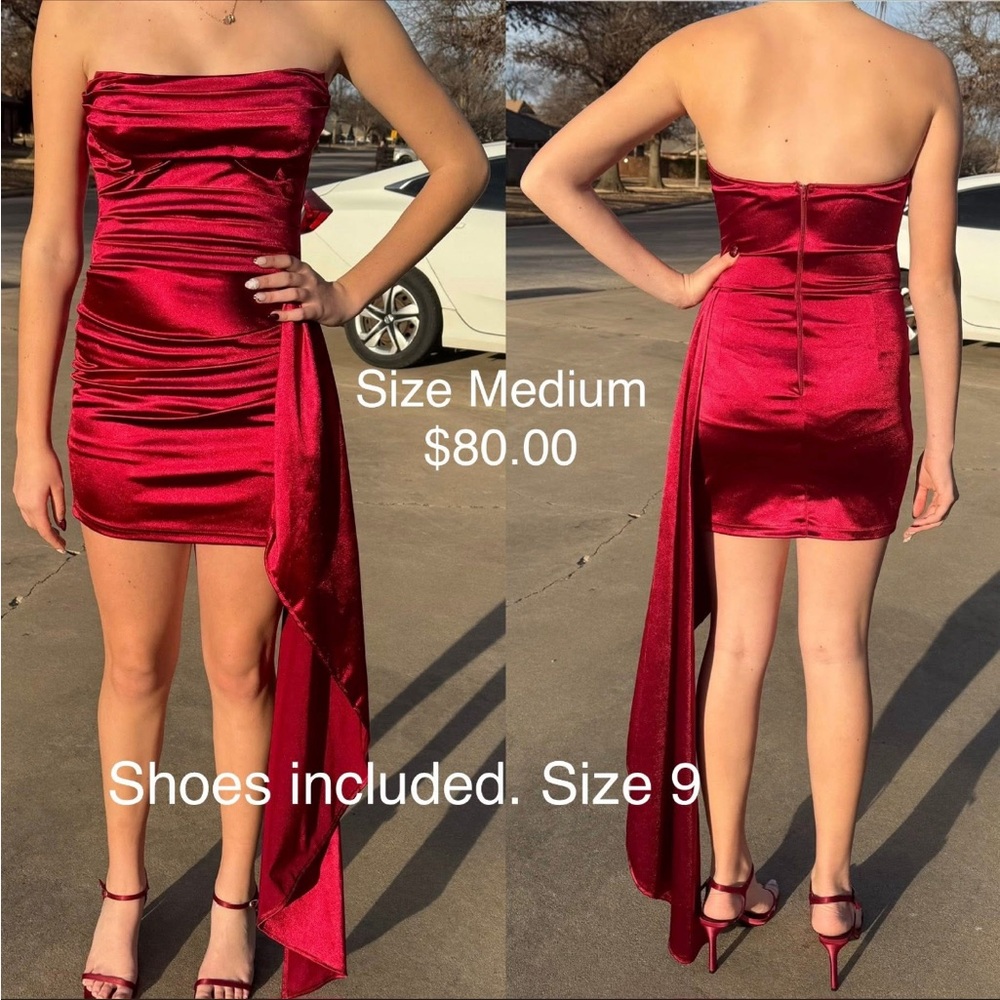 Elegant Red Strapless Dress
